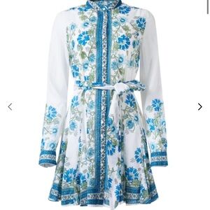 Juliet Dunn Blue and White Floral Mini Dress S